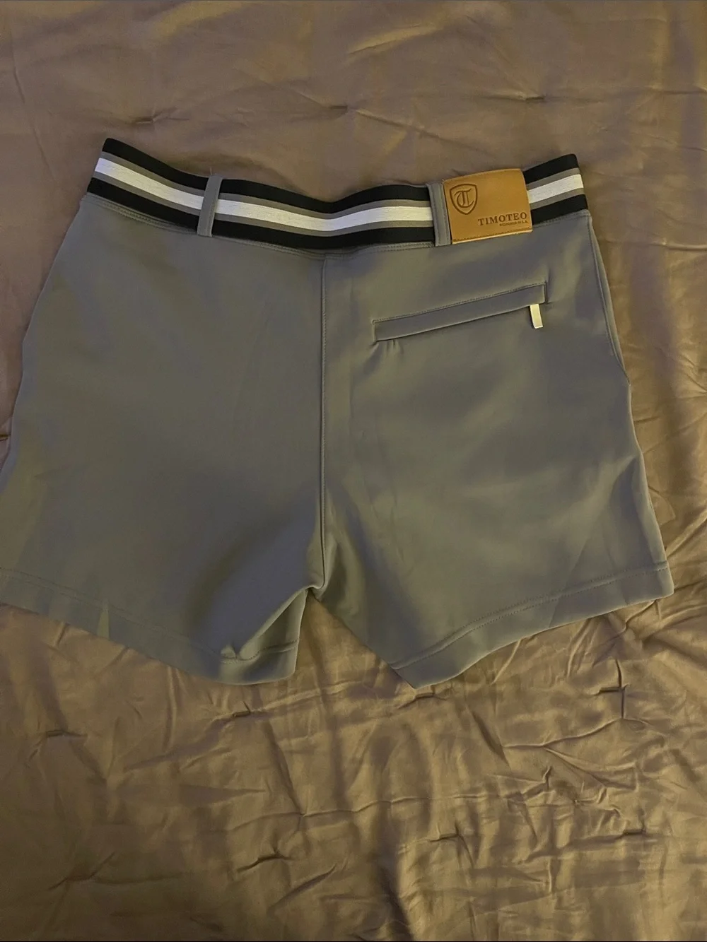 Timoteo Gray Swim Trunks with Striped Waistband